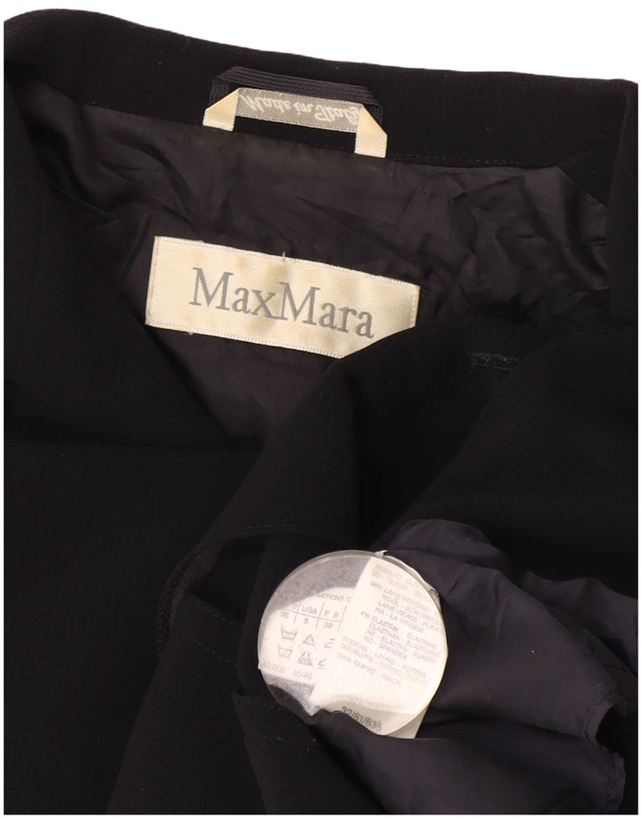 Max Mara Damen-Blazerjacke mit 2 Knöpfen, Größe S, Marineblau, Wolle, UK 10