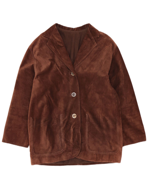 Vintage Damen Übergroße Wildlederjacke EU 40 Mittelbraunes Leder