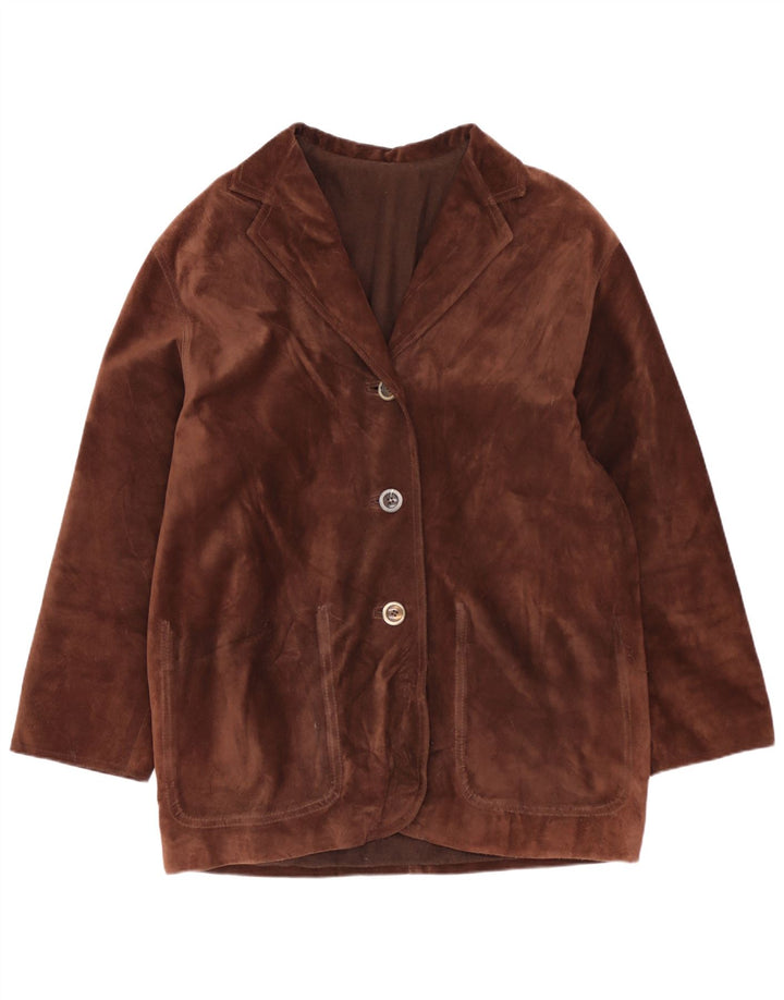 Vintage Damen Übergroße Wildlederjacke EU 40 Mittelbraunes Leder