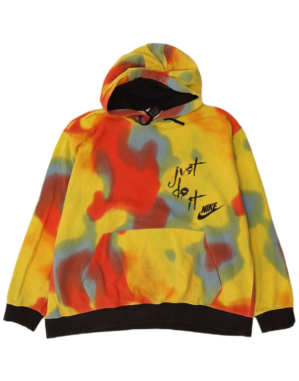 Nike Herren-Kapuzenpullover mit Grafik, 2XL, gelbe Batik-Baumwolle