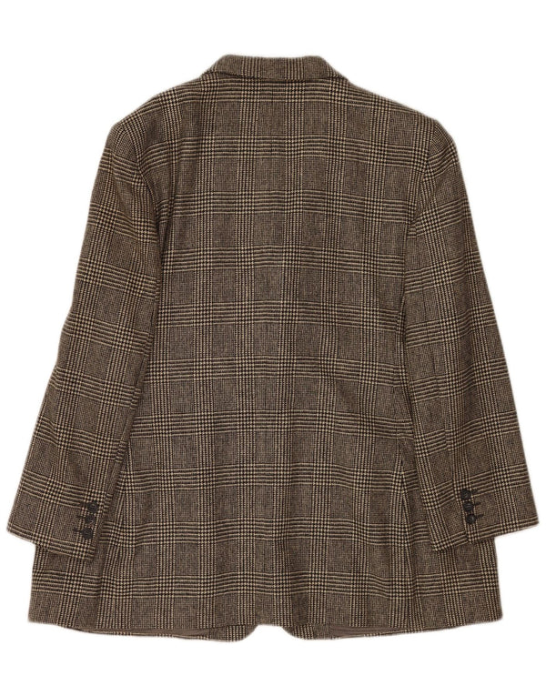 DAKS Damen-Blazerjacke mit 4 Knöpfen, UK 18, XL, grau kariert, Schurwolle