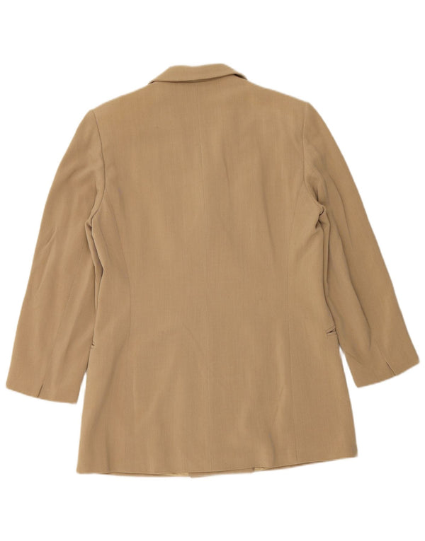 MAX MARA Damen Zweireiher-Blazerjacke UK 14 Große beige Wolle
