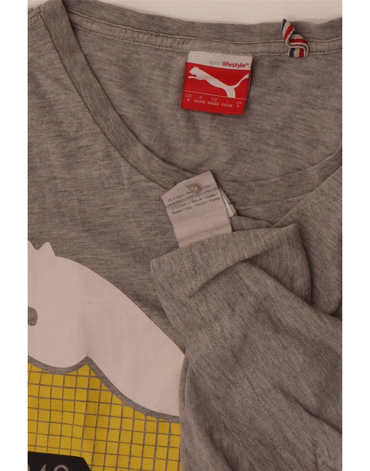 Puma Herren Grafik T-Shirt Top Small Grau Baumwolle