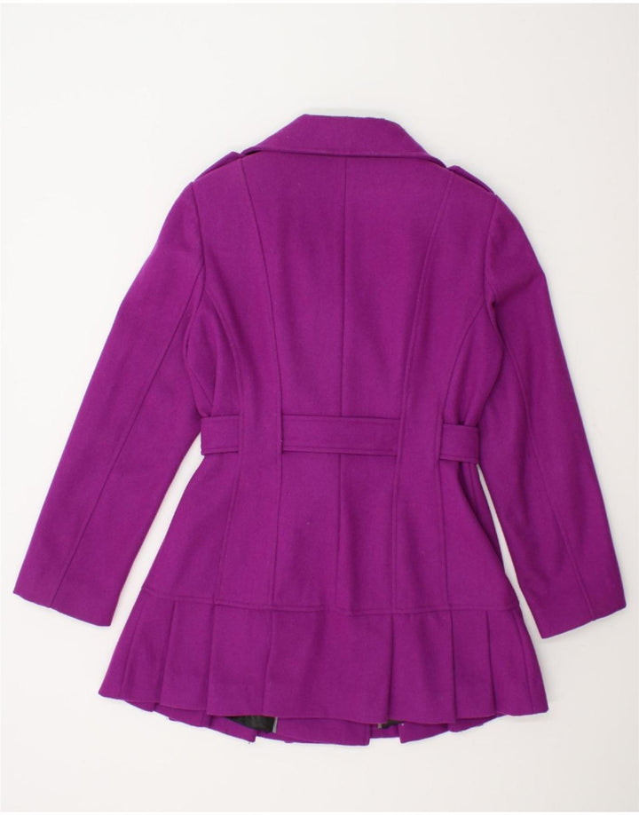 CALVIN KLEIN Womens Double Breasted Coat UK 12 Medium Purple Wool Vintage Calvin Klein and Second-Hand Calvin Klein from Messina Hembry 