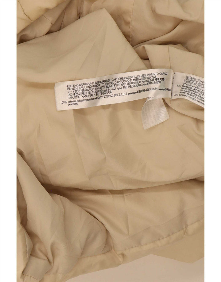 Zara Damen-Kapuzen-Übergröße, gepolsterter Mantel, UK 6, XS, Beige, Polyester