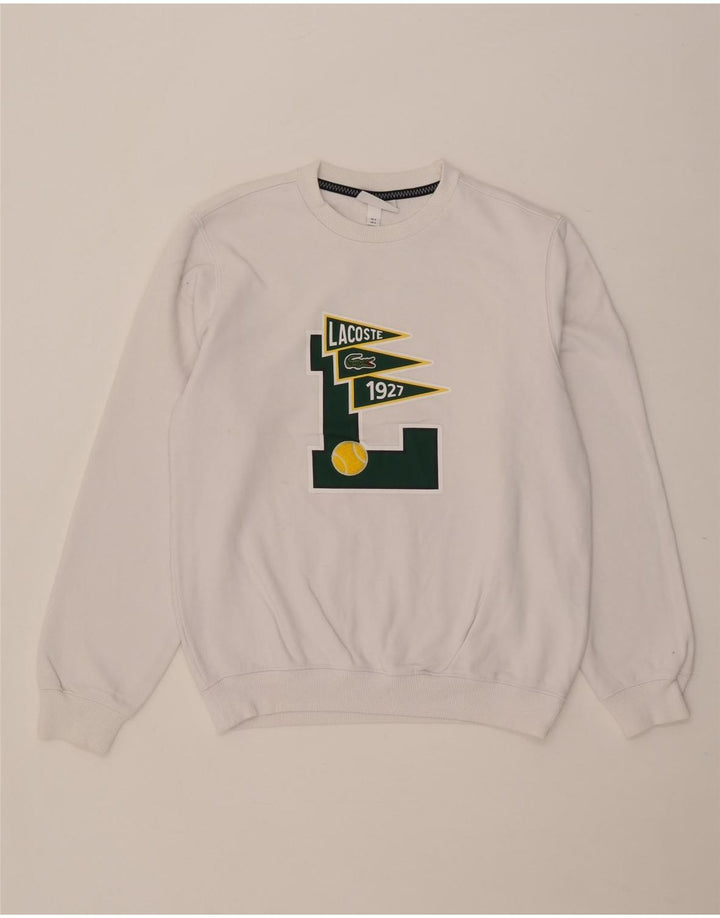 Lacoste Herren-Sweatshirt mit Grafik, Größe 3, klein, weiße Baumwolle