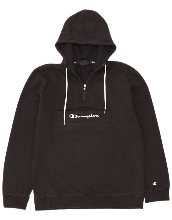 Champion Herren-Kapuzenpullover mit grafischem Reißverschluss, XL, Baumwolle, Schwarz