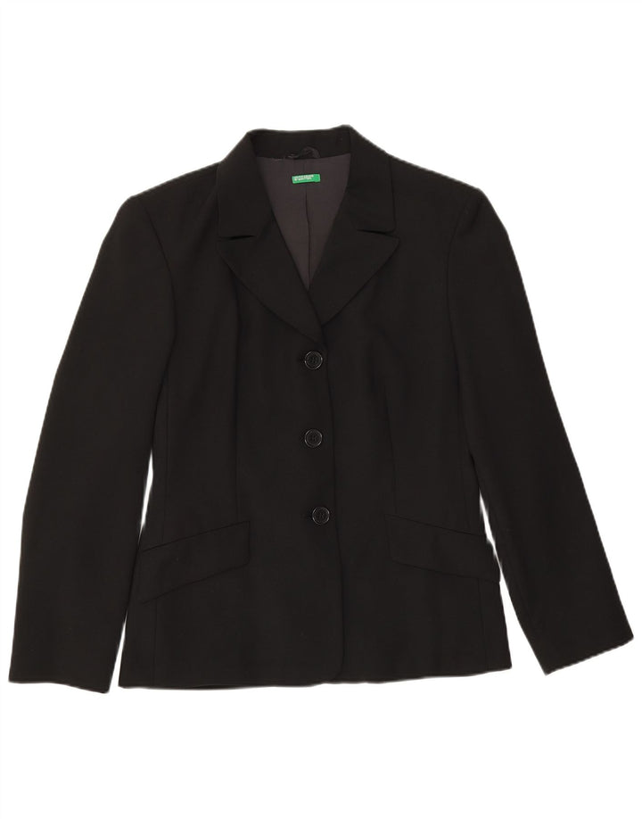 Benetton Damen-Blazerjacke mit 3 Knöpfen, IT 42, mittelschwarz, Polyester