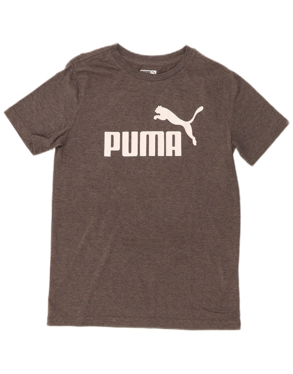 Puma Grafik-T-Shirt für Mädchen, 10–11 Jahre, mittelgraue Baumwolle