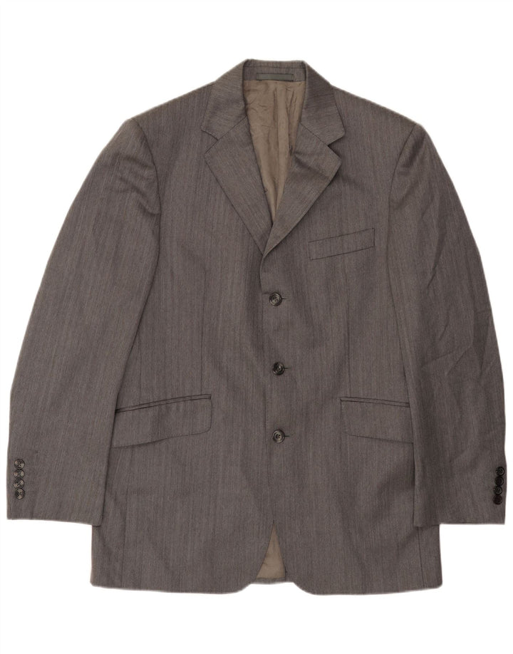 Aquascutum Herren-Blazer mit 3 Knöpfen, UK 40, große graue Wolle