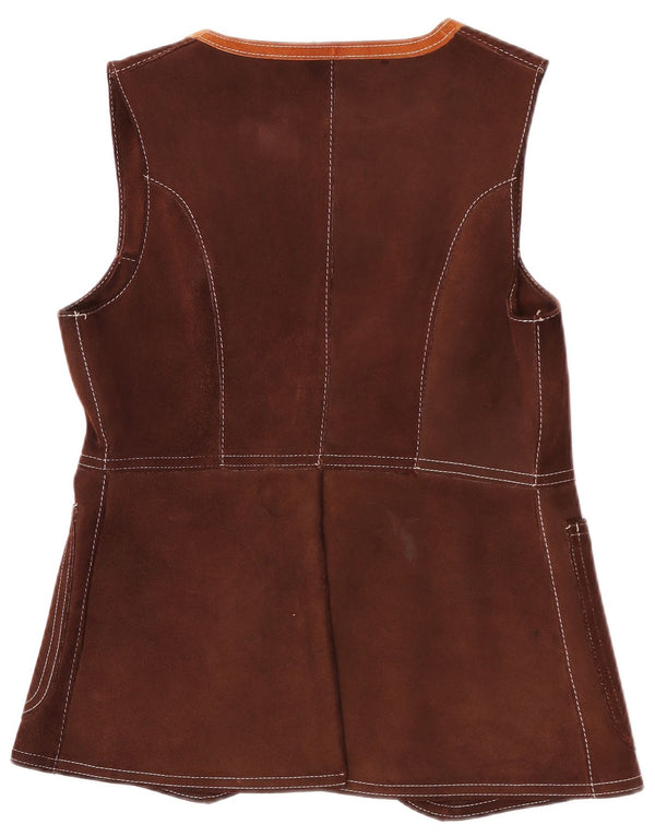 Vintage Damen Wildlederweste UK 12 Mittelbraun