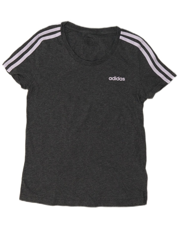Adidas Damen T-Shirt Top UK 8/10 Small Grau Baumwolle