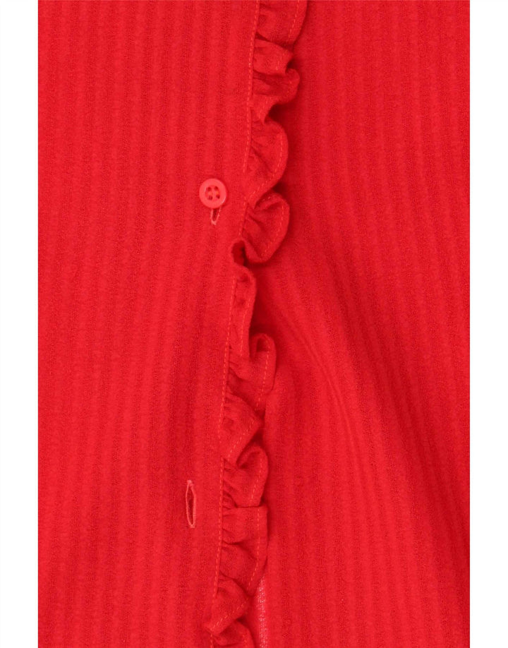 Vintage Damen Hemdbluse UK 14 Mittelrot gestreift