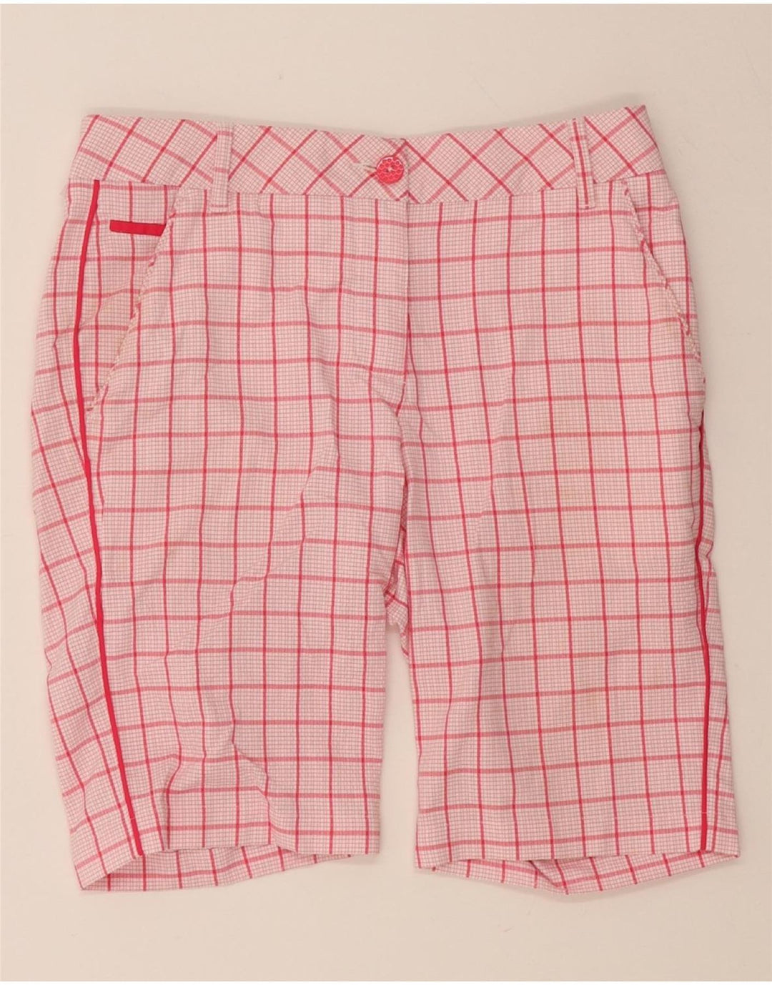 PUMA Womens Chino Shorts W30 Medium Pink Check Polyester Vintage Puma and Second-Hand Puma from Messina Hembry 