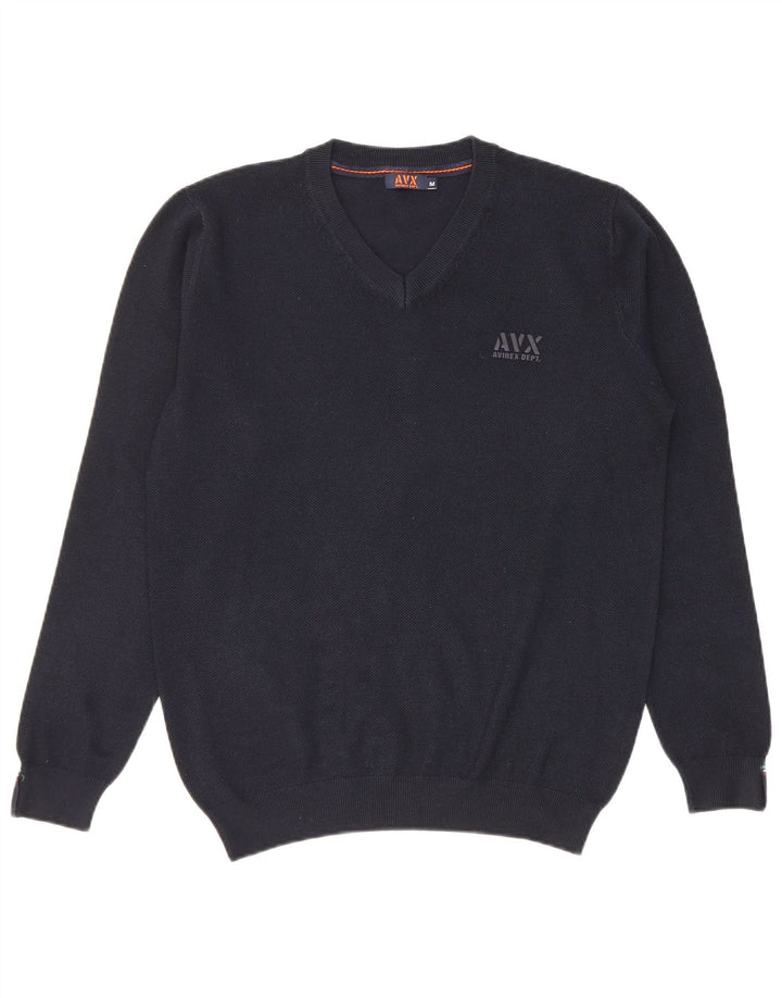 Avirex Herren-Pullover mit V-Ausschnitt, mittlere marineblaue Viskose