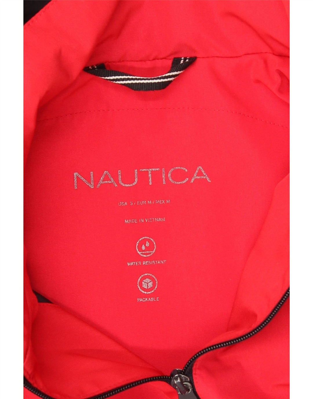 Nautica Herren-Regenmantel mit Kapuze, UK 12, mittelrot, Polyester