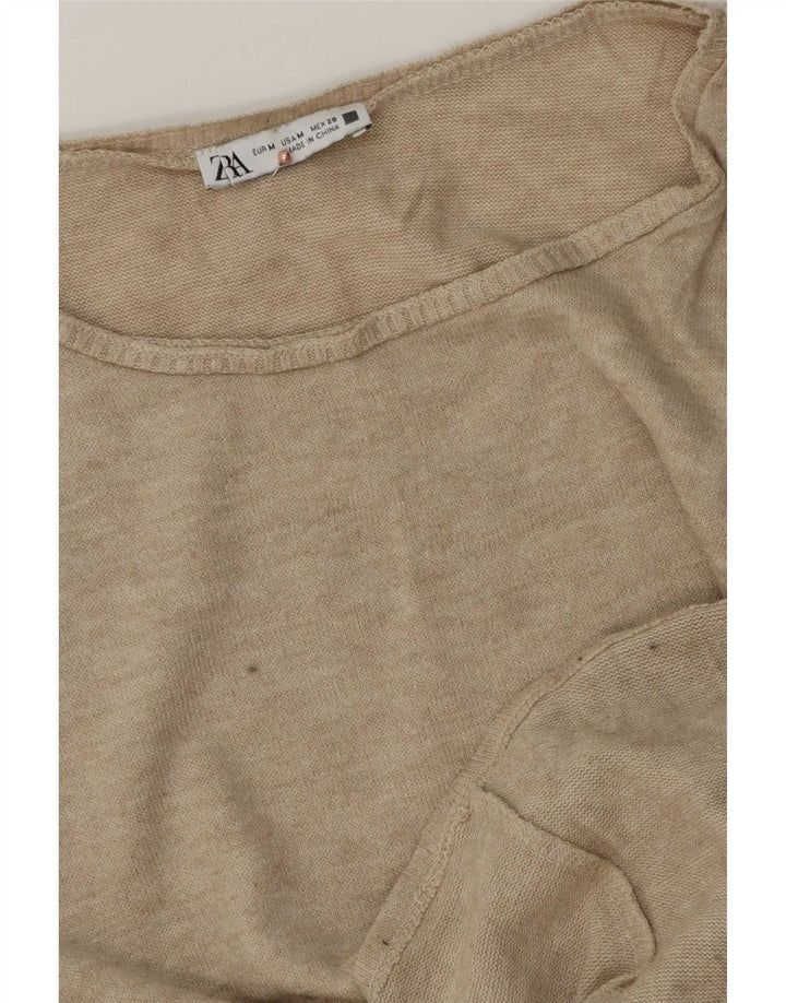 Zara Damen Weste Top UK 14 Medium Beige