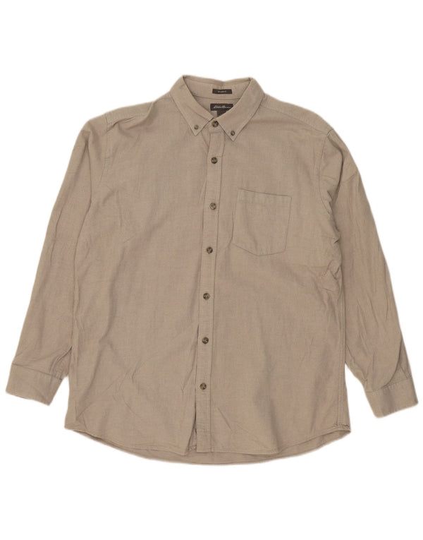 EDDIE BAUER Herren-Hemd mit entspannter Passform, große Beige-Baumwolle