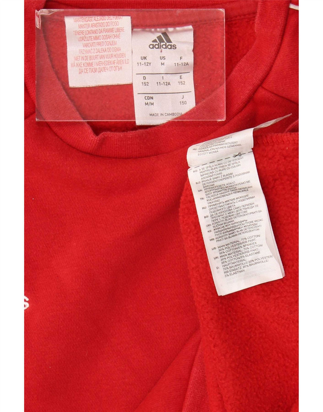 Adidas Jungen Sweatshirt Pullover 11-12 Jahre rote Baumwolle