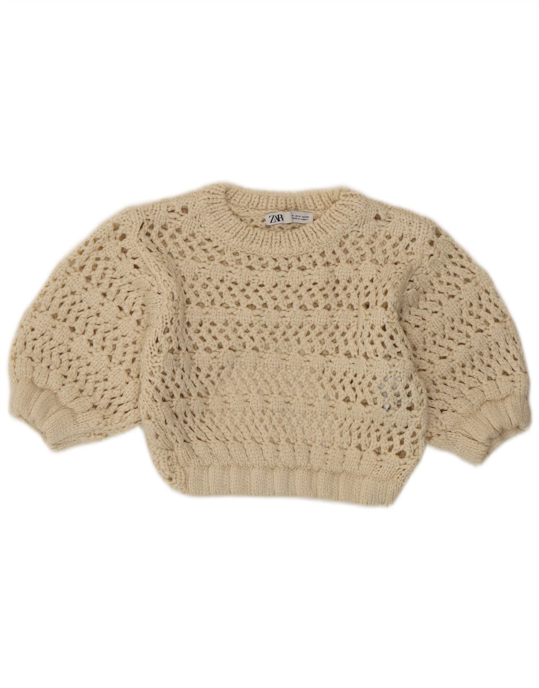 Durchsichtiges Strickoberteil für Damen von Zara, Größe S, Beige, Acryl