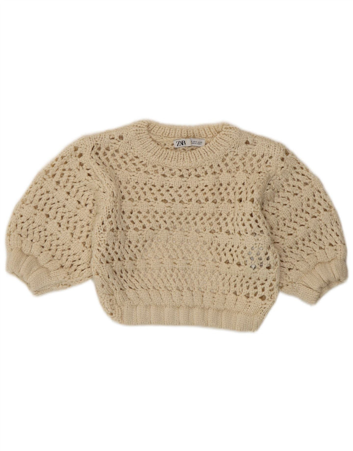 Durchsichtiges Strickoberteil für Damen von Zara, Größe S, Beige, Acryl
