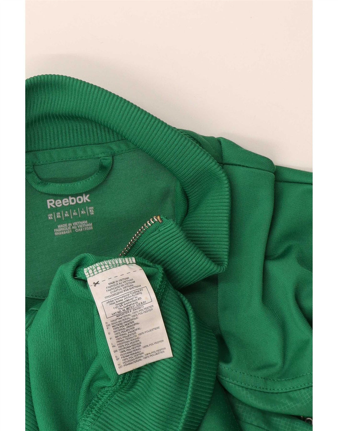 Reebok Herren Trainingsanzug Top Jacke XL Grün Polyester