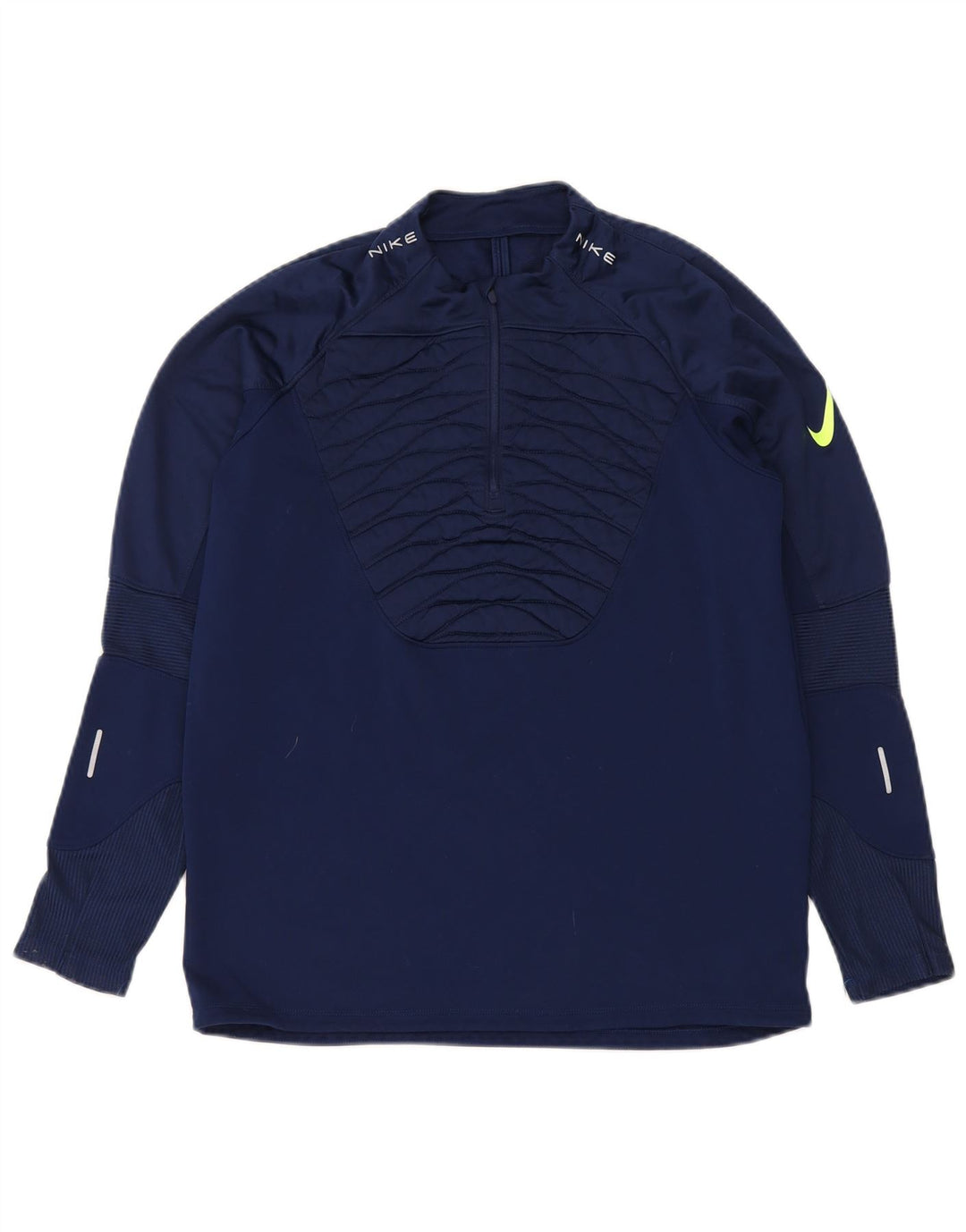 Nike Herren-Pullover-Trainingsanzugoberteil mit Reißverschluss und Halsausschnitt, Mittelgroßes marineblaues Polyester