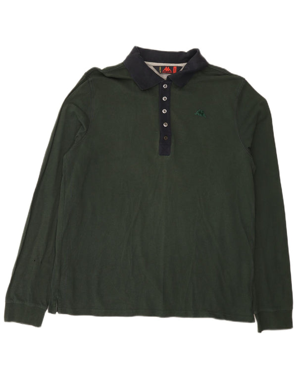 Kappa Herren Langarm-Poloshirt, groß, grüne Baumwolle