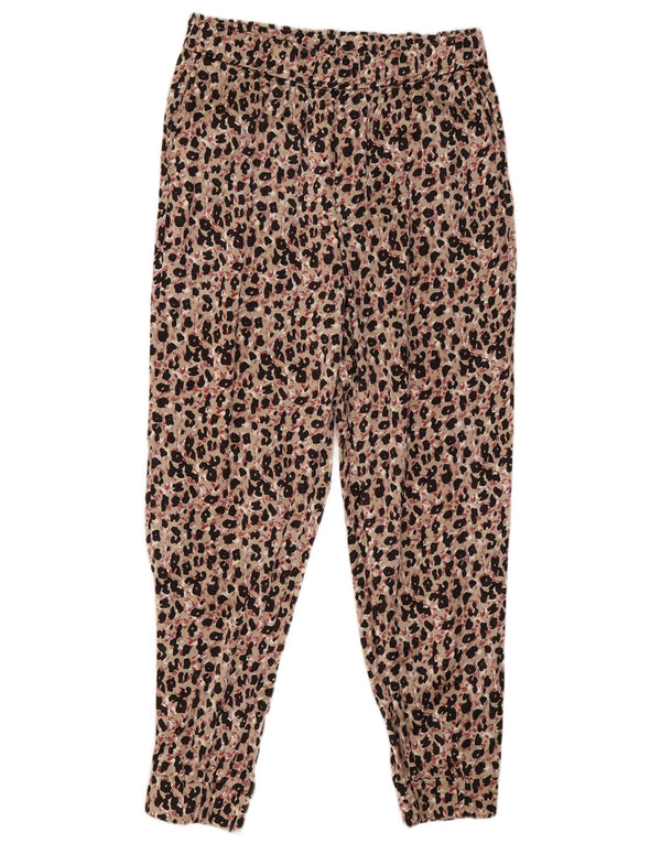 Zara Damen-Jogger-Chinohose, Größe L, W30, L27, Beige, Viskose mit Animal-Print