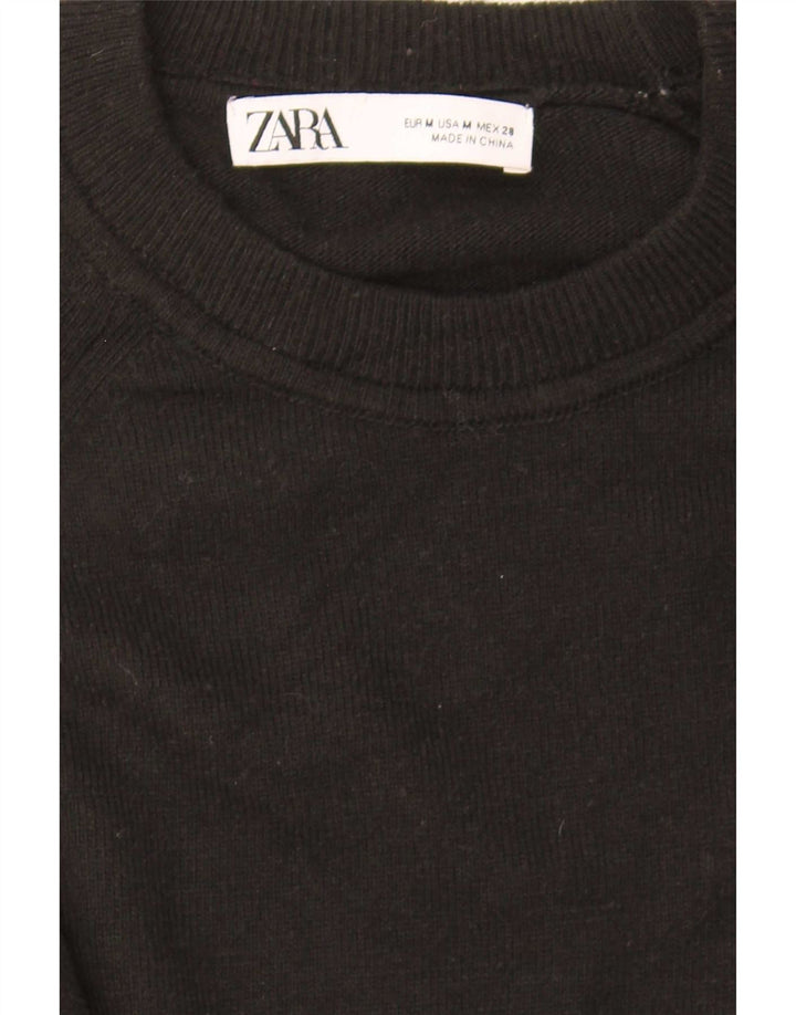 Zara Damen Crop Oversized Pullover mit Rundhalsausschnitt, UK 14, Mittelschwarz