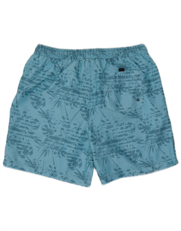 Vintage Herren Badeshorts Großes blaues Blumenmuster aus Polyester