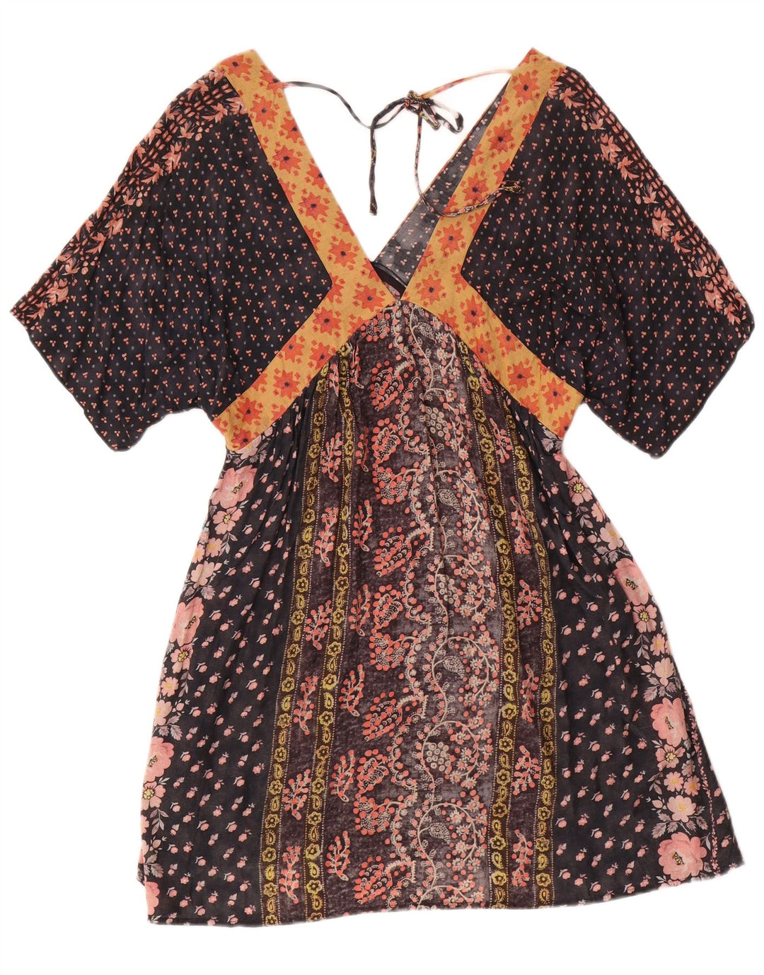 Zara Damen-Kaftan-Kleid, Größe M, Schwarz, geblümt