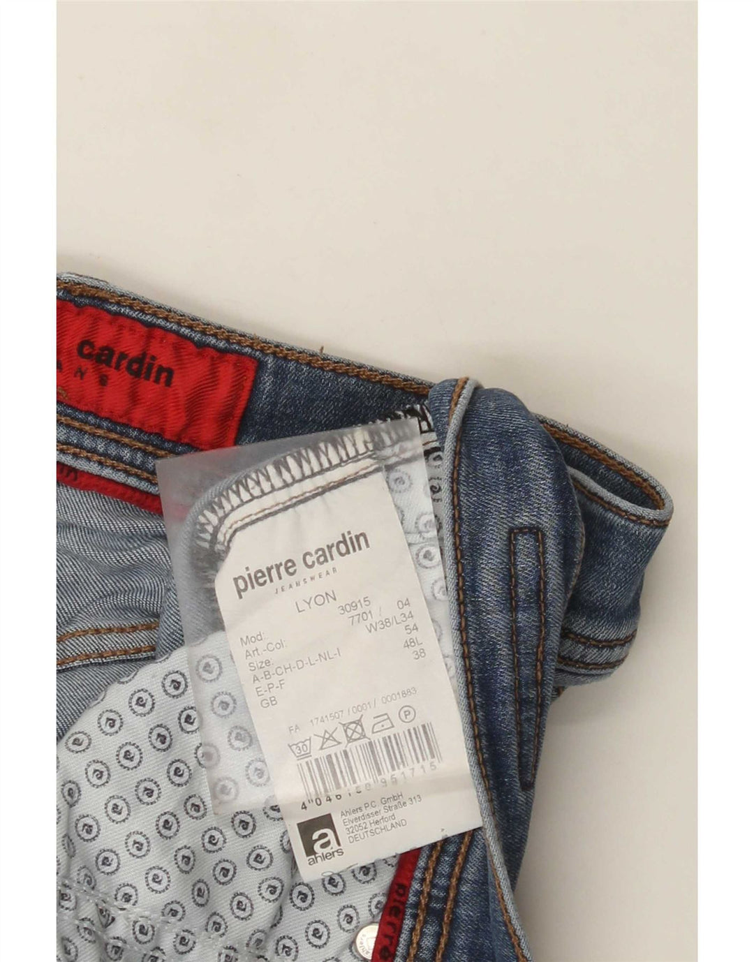 Pierre Cardin Herren Straight Jeans W38 L32 Blaue Baumwolle