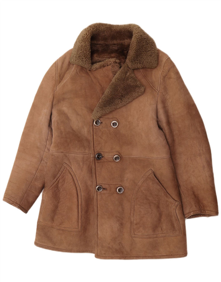 Vintage Herren Lammfelljacke UK 36 Small Brown