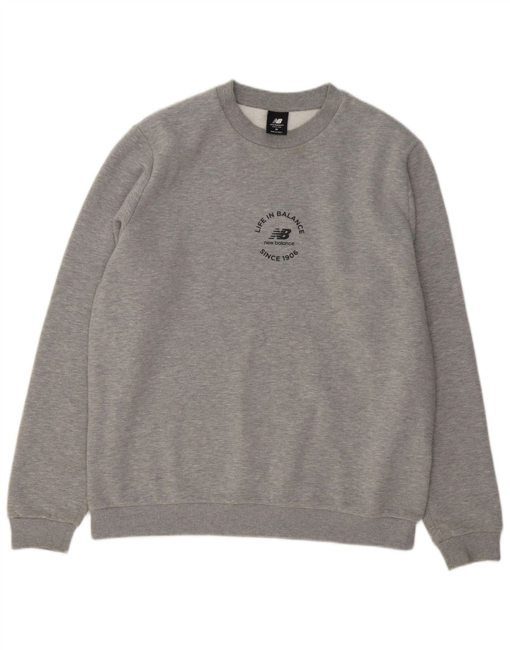 New Balance Herren-Sweatshirt-Pullover aus mittelgrauer Baumwolle