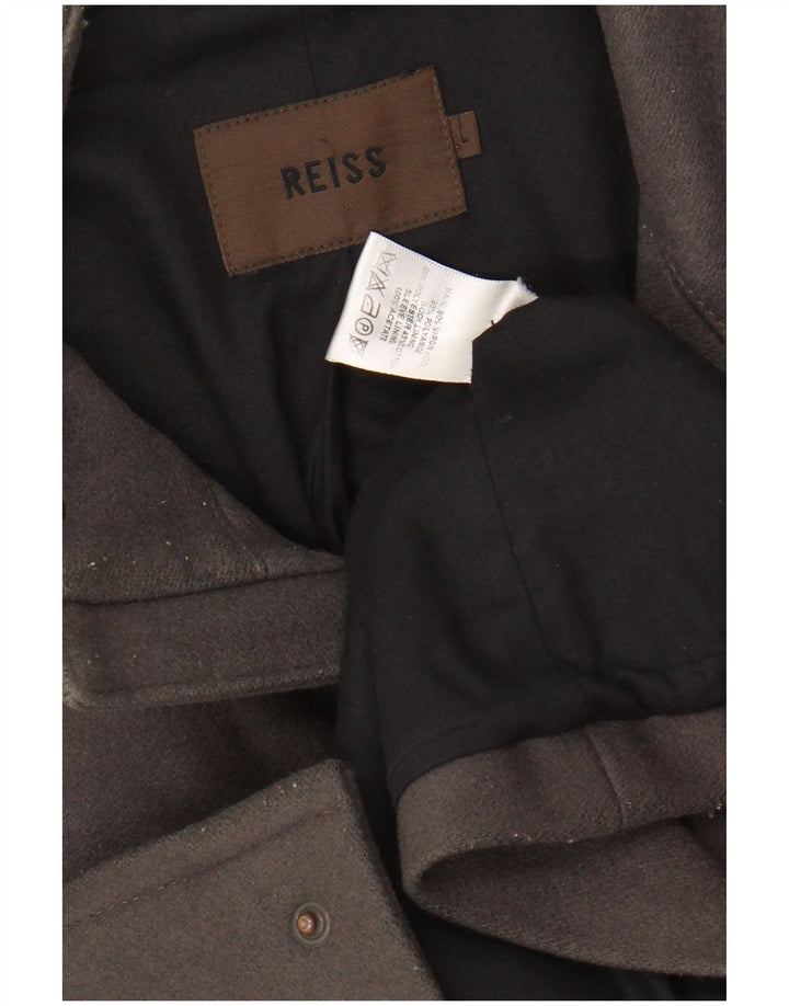 REISS Herren-Windbreaker-Jacke, Größe 40, groß, graue Schurwolle