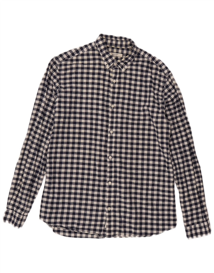 Jack & Jones Herrenhemd aus mittelblauer Gingham-Baumwolle in Marineblau