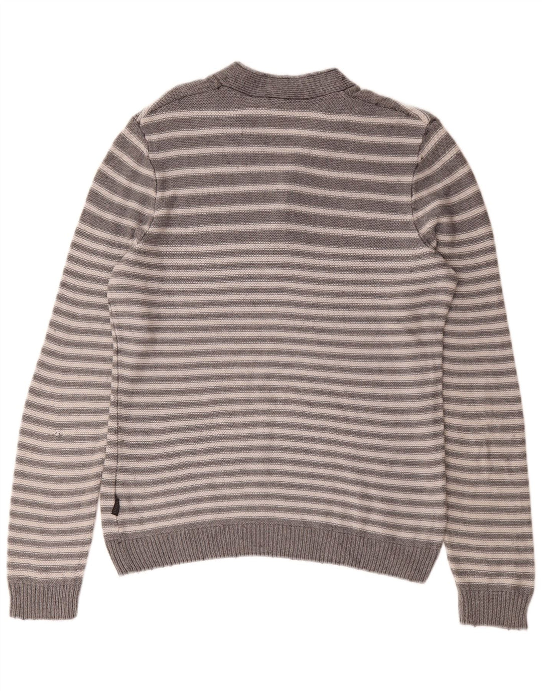 Hugo Boss Herren-Pullover mit V-Ausschnitt, klein, grau gestreift, Baumwolle