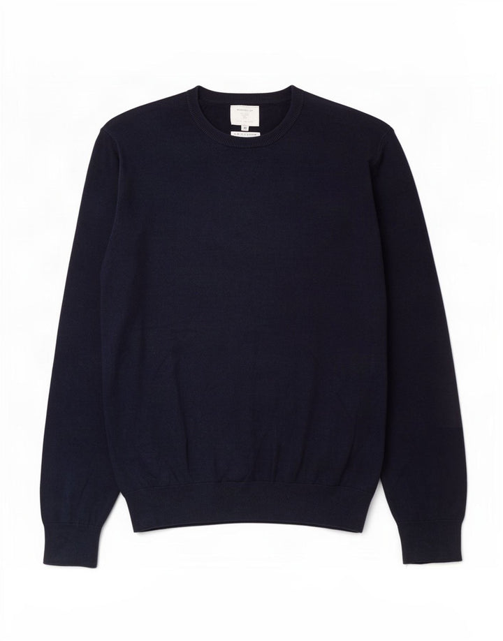 Marks & Spencer Herren-Pullover mit Rundhalsausschnitt, 2XL, marineblaue Baumwolle
