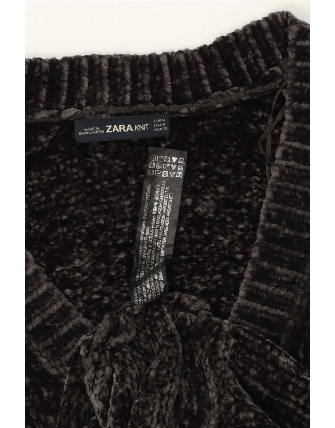 Zara Damen-Pullover, übergroß, 3/4-Ärmel, V-Ausschnitt, Gr. 14, Mittelgrau