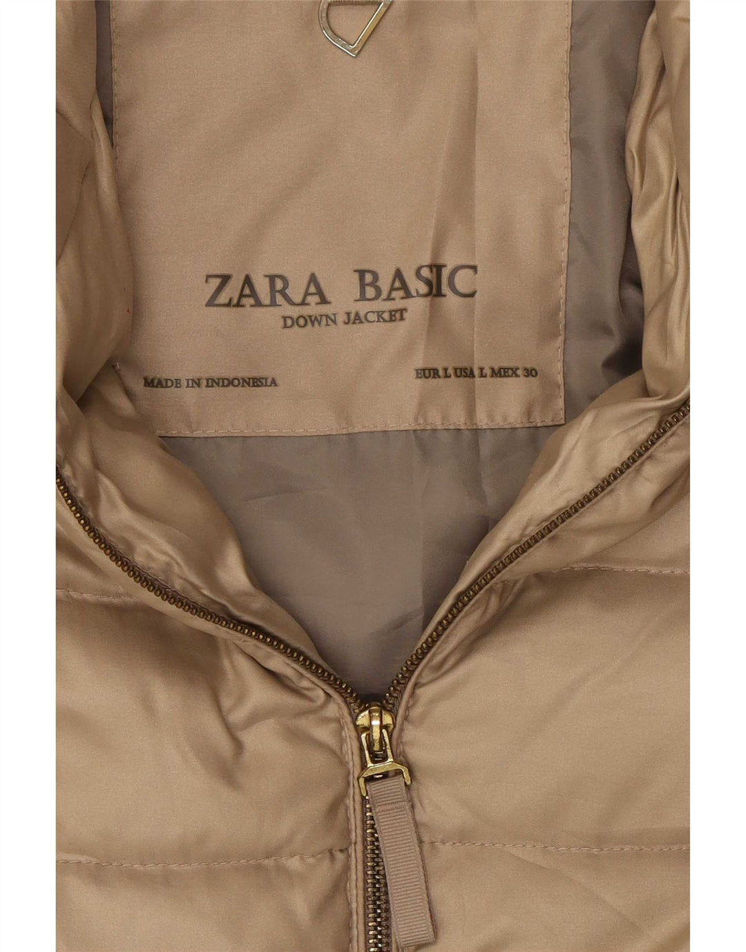 Zara Damen Wattierte Jacke UK 16 Large Beige Polyester