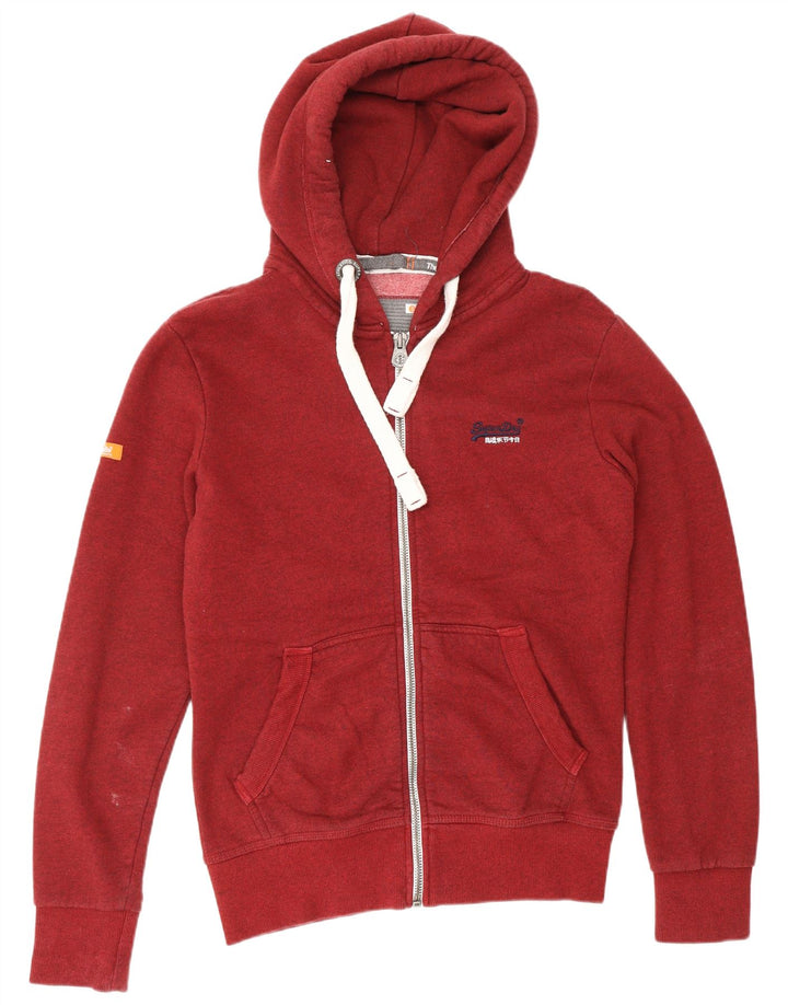 SUPERDRY Herren-Kapuzenpullover mit Reißverschluss, klein, rot gesprenkelte Baumwolle