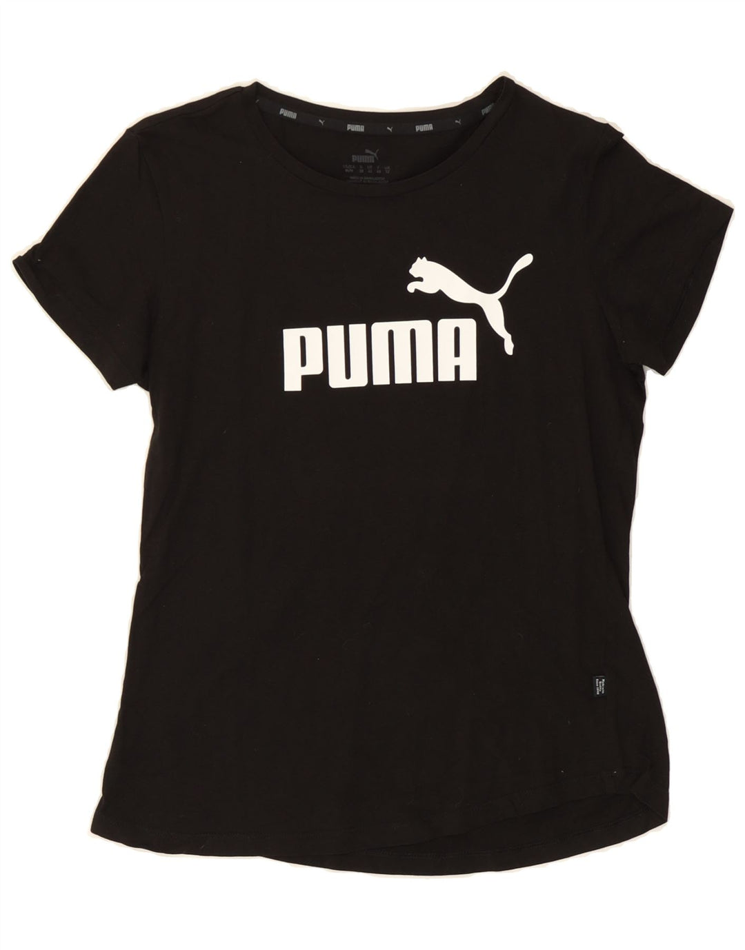 PUMA Womens Graphic T-Shirt Top UK 12 Medium  Black Cotton Vintage Puma and Second-Hand Puma from Messina Hembry 