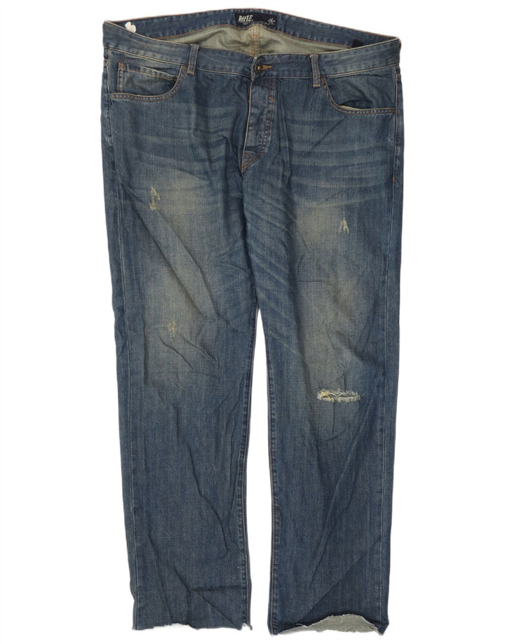 Rifle Herren Distressed Straight Jeans W42 L31 Blaue Baumwolle