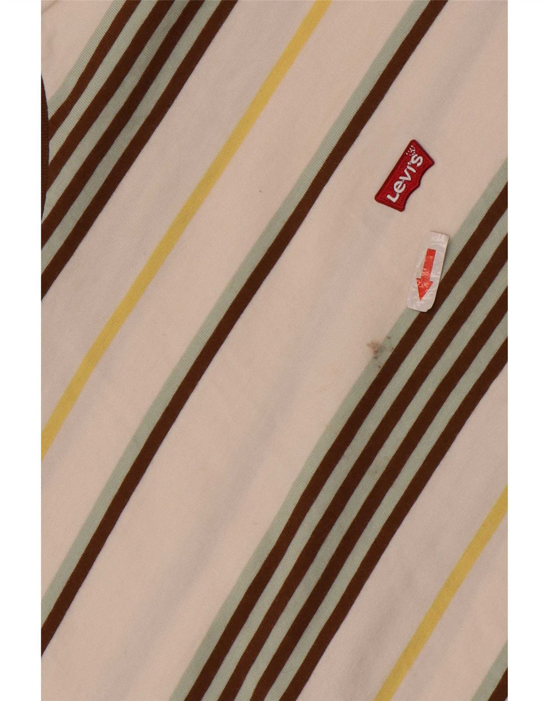 Levi's Herren-T-Shirt-Oberteil 2XL aus cremefarbener, gestreifter Baumwolle