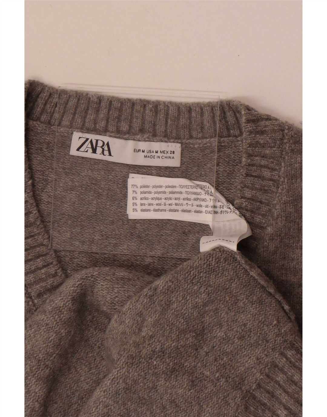 Zara Damen Crop Vest Tank Top UK 14 Mittelgraues Polyester