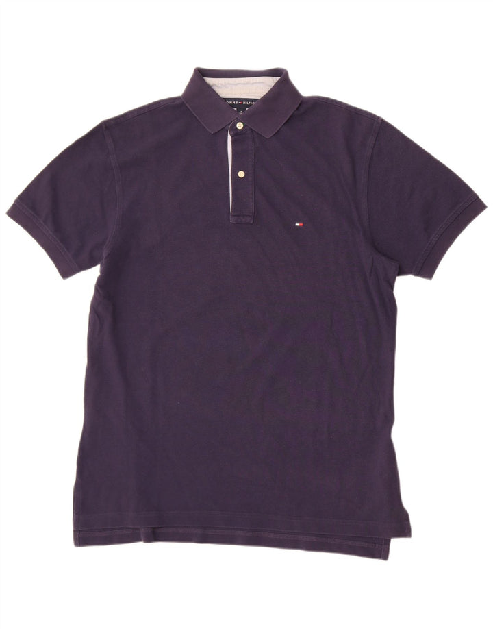 Tommy Hilfiger Herren-Poloshirt, mittelmarineblaue Baumwolle