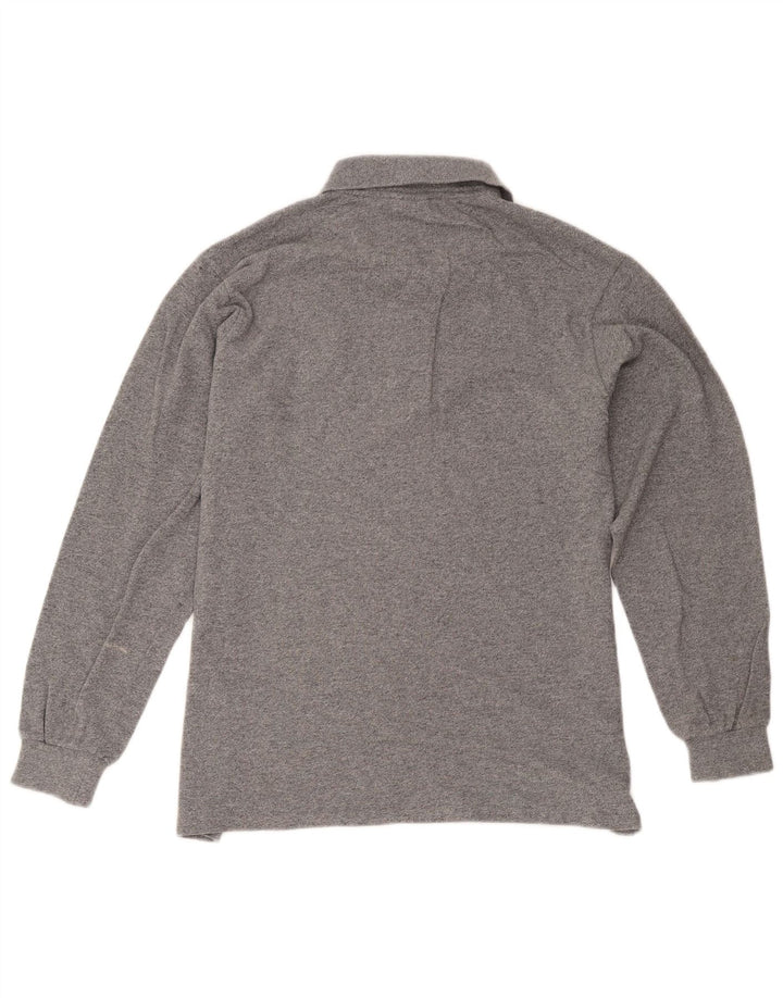 Lacoste Herren-Langarm-Poloshirt, Größe 4, mittelgraue Baumwolle