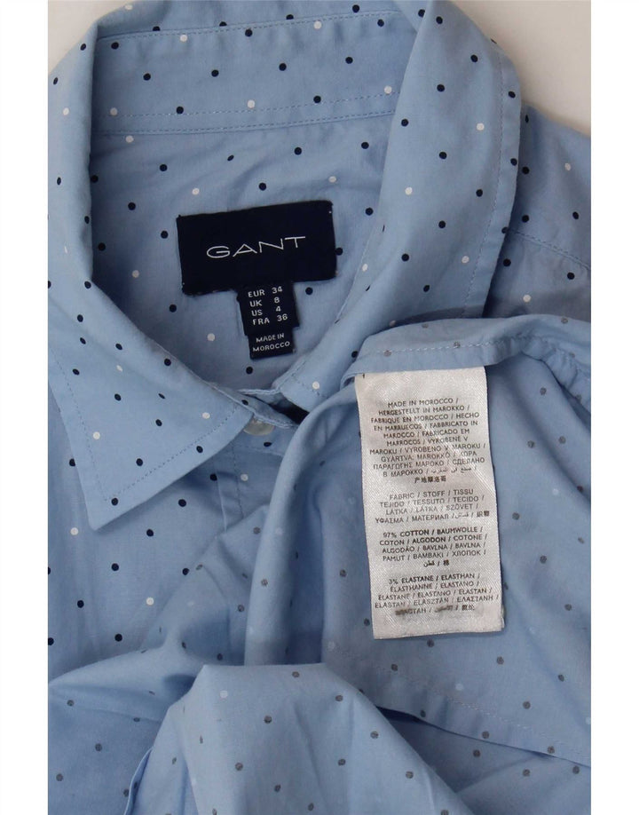 Gant Damenhemd UK 8 Small Blau gepunktete Baumwolle