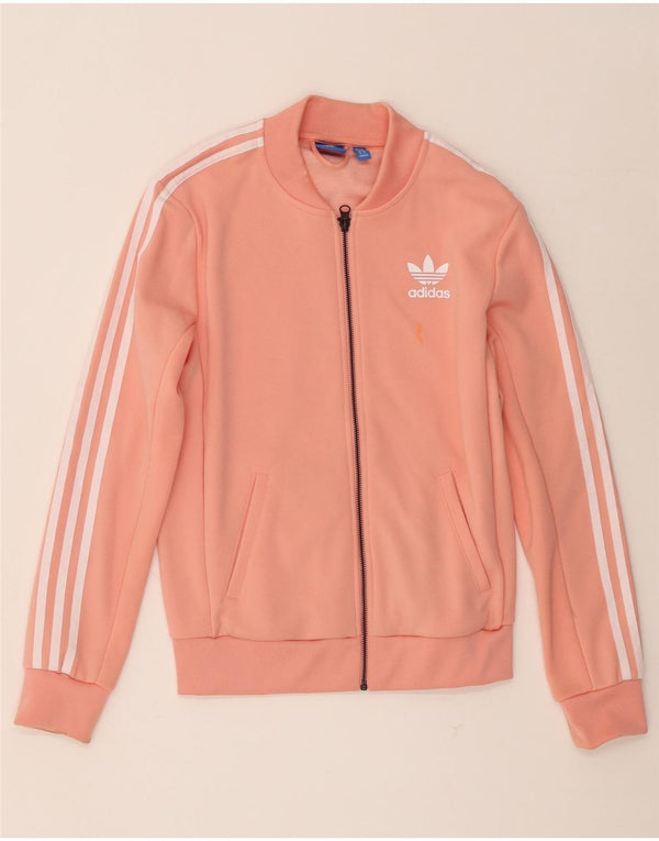 Adidas Damen Graphic Trainingsanzug Top Jacke UK 6 XS Orange Polyester